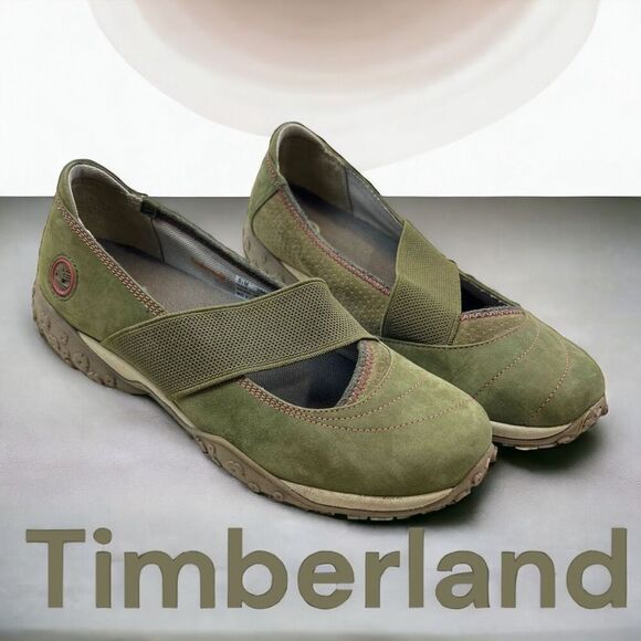Timberland Womens Slip On Elastic Strap Mary Jane Sneaker Shoes Green Size 8.5M - Picture 2 of 8